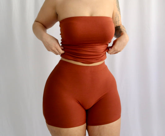 SOFT FULL-LENGTH TUBE TOP - RUST